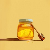 Y2k illustration of honey jar transportation container.