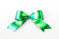 Simple green holographic ribbon white background celebration accessories.