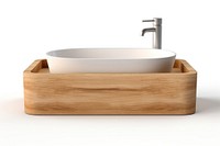 Sink bathtub wood white background.