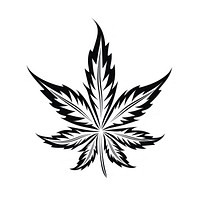 Cannabis leaf plant black white.