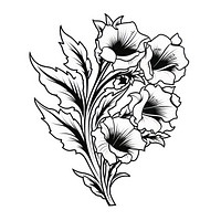 Canterbury bells flower pattern drawing sketch.