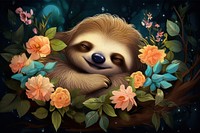 Sloth wildlife cartoon animal.