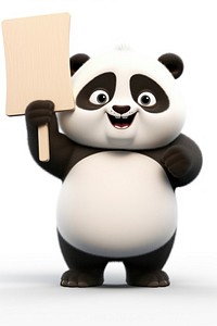 Angry panda holding board cute white background representation.