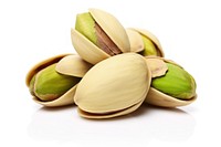 One unbleached pistachio nuts plant food white background.