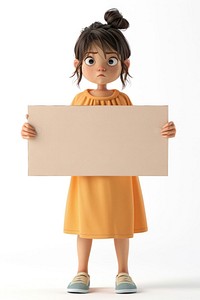 Sad Pregnant holding board standing person doll.