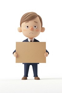 Tired office worker holding board cardboard standing person.