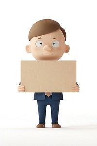 Tired office worker holding board cardboard standing person.