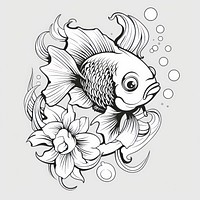 Cute goldfish pattern drawing sketch.