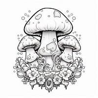 Cute mushroom drawing fungus doodle.