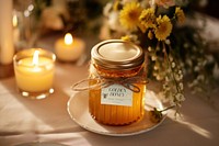 Honey jar by scented candle