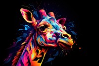 Giraffe painting neon-infused art animal.