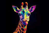 Giraffe painted neon colors wildlife animal.