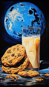 Cookie and milk drink food confectionery.