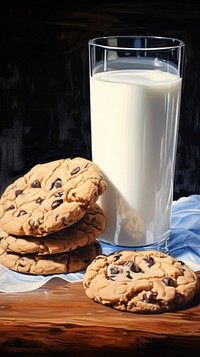 Cookie and milk dairy drink food.