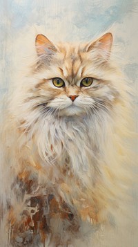 Persian cat art painting mammal.