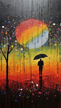 Raining art painting acrylic paint.