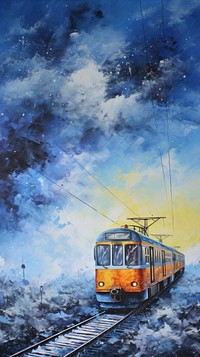 Sky train painting outdoors vehicle.