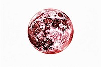 Red moon sphere white background recreation.