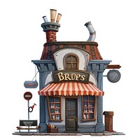 Cartoon of Barber shop architecture building bar.
