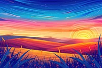 Illustration Corn field during sunset backgrounds landscape outdoors.
