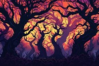 Illustration dark forest with thorny bushes backgrounds outdoors nature.