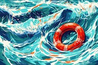 Illustration Lifebuoy floats in rough sea waters backgrounds lifebuoy outdoors.