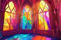 Illustration stained glass window in church backgrounds painting line.