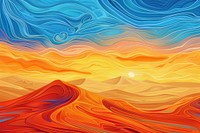 Illustration Sand desert at sunset under the sky backgrounds outdoors painting.