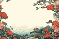 Ukiyo-e art print style Climbing Rose flower rose backgrounds.