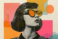 Retro collage of Stage sunglasses portrait painting.