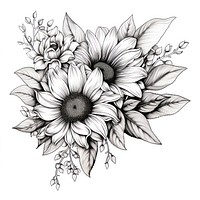 Sunflower pattern drawing sketch.
