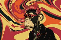 Portrait of a punk monkey in the style of graphic novel cartoon graphics poster.