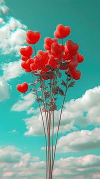 Heart bubble flower bouquet sky outdoors balloon.