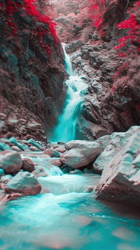 Waterfall outdoors nature stream.