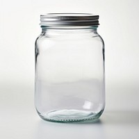 Empty glass jar white background transparent drinkware.