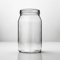 Empty glass jar white transparent monochrome.