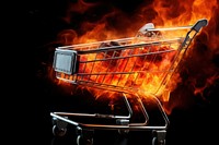 Shopping cart fire misfortune festival.