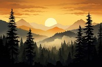 Silhouette forest landscape mountain outdoors nature.