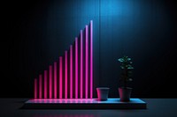 Finance growth chart neon lighting graph.