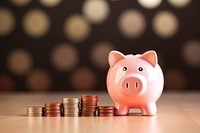 Piggy bank and coin investment bankruptcy retirement.