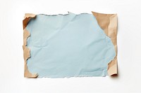 Ripped blue pastel paper white background rectangle turquoise.