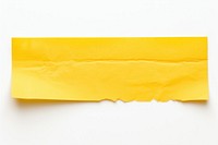 Yellow paper adhesive strip backgrounds white background crumpled.