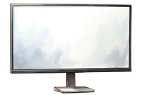 Computer monitor television screen white background.