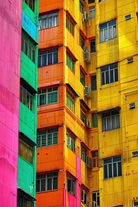 The buildings are brightly coloured architecture city neighbourhood.