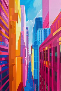 The buildings are brightly coloured architecture painting street.