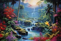 Rainforest tropical painting land.