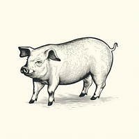 Full body pig logo drawing sketch animal.