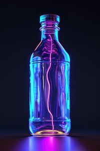 3d render of glowing bottle perfume black background illuminated.