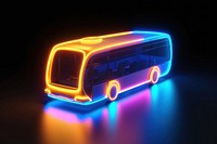 3d render of glowing bus vehicle light black background.