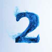 Blue flame letter number 2 smoke font abstract.